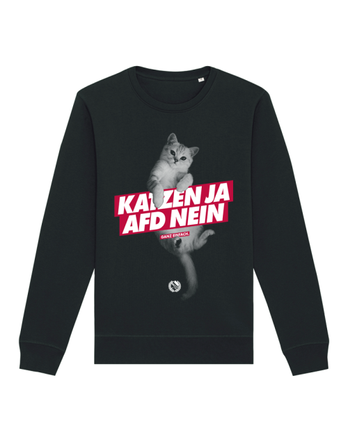 Crewneck Opor - Katzen ja, AfD nein (schwarz)
